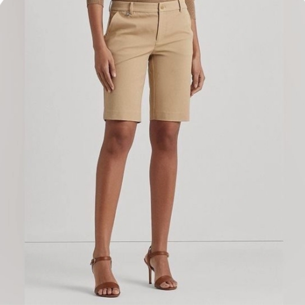 J.Jill Shorts, Size 16, Tan Khaki Bermuda Length,‎ Side Pockets, Cotton Blend